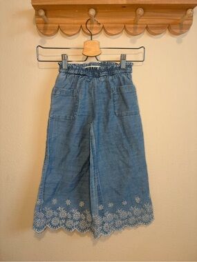 Mini Boden Light Blue Elastic Waist Wide Leg Pants